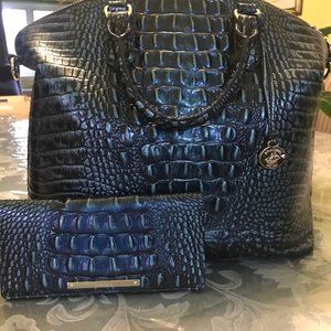 BRAHMIN VERDIGRIS LARGE DUXBURY AND ADY WALLET Green/Black